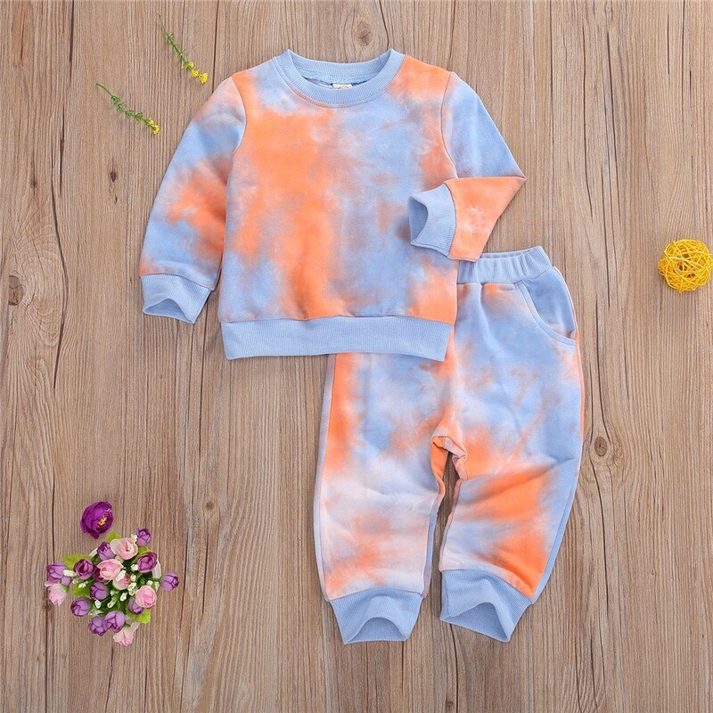 Tie-Dye Children Wear Set Toddler Long Sleeve O-neck Tops