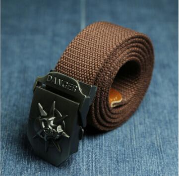 Men Canvas Skull Metal Belt