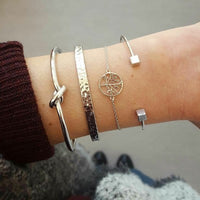 Thumbnail for Trendy Gold Silver Crystal Leaf Moon Arrow Cat Bracelet set for Women Geometric Adjustable Bracelet Bangle Pulseiras