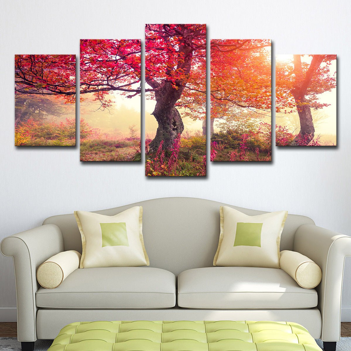 5 Pieces Canvas Art Season Autumn Trees Modern Living Room Large Painting Cloth Wall Art