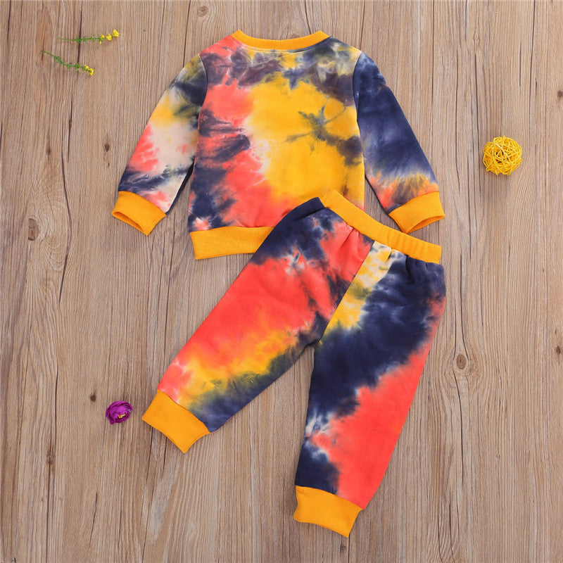 Tie-Dye Children Wear Set Toddler Long Sleeve O-neck Tops