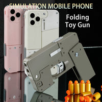 Thumbnail for Folding Pistol Bullet Automatic Shell Throwing Toy Creative Soft Bullet Toy Mobile Phone Appearance Gun Outdoor Interactive Kid Gift