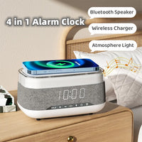 Thumbnail for Intelligent Multifunctional Alarm Clock Bluetooth Speaker Wireless Charger Fast Charge Clock Atmosphere Night Light Home Decor