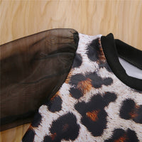 Thumbnail for Fall toddler leopard print top T-shirt skirt girl