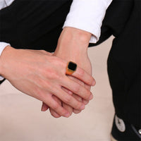 Thumbnail for Men's stainless steel black agate ring