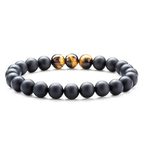 Thumbnail for Tiger Eye Couple Bracelets Matte Black Agate Beads Bracelet