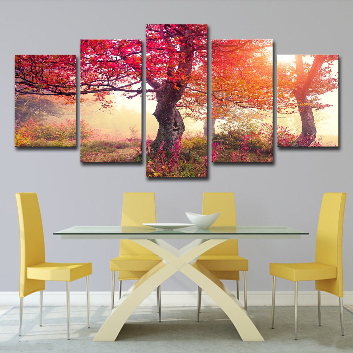 5 Pieces Canvas Art Season Autumn Trees Modern Living Room Large Painting Cloth Wall Art