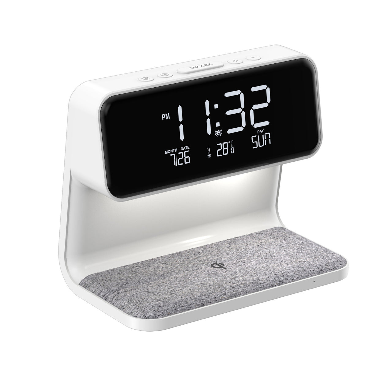 Creative 3 In 1 Bedside Lamp Wireless Charging LCD Screen Alarm Clock Wireless Phone Charger