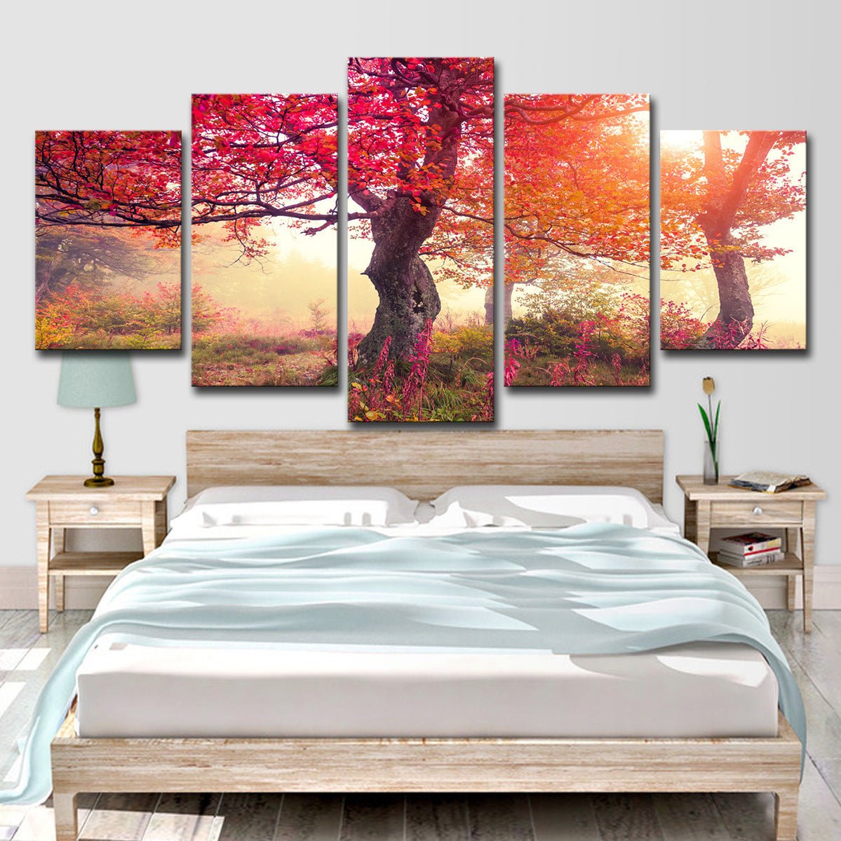 5 Pieces Canvas Art Season Autumn Trees Modern Living Room Large Painting Cloth Wall Art