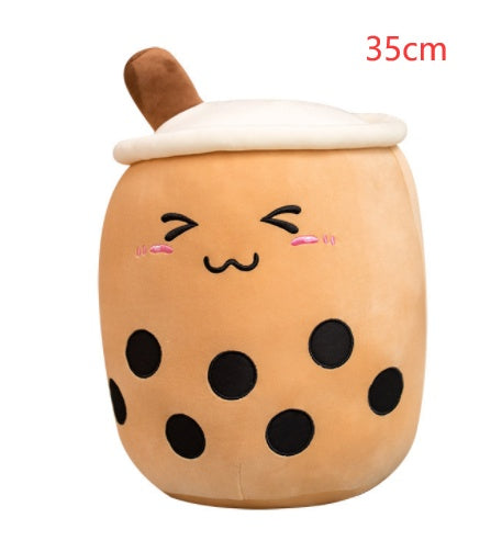 Cute Fruit Drink Plush Stuffed Soft Strawberry Milk Tea Plush Boba Tea Cup Toy Bubble Tea Pillow Cushion Kids Gift