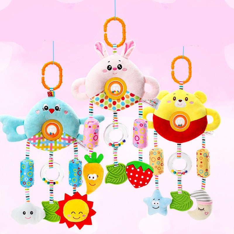 Stroller Toy 0 To 1 Year Old Bed Hanging Turn Bead Doll Baby Bed Bell Plush Hand Rattle Bed Bell